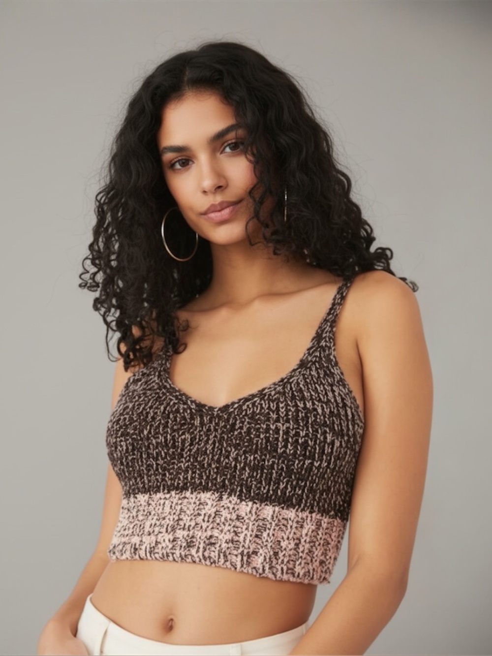 Free People The Here All Day Women’s Crop Top in Black Coffee Combo Size S